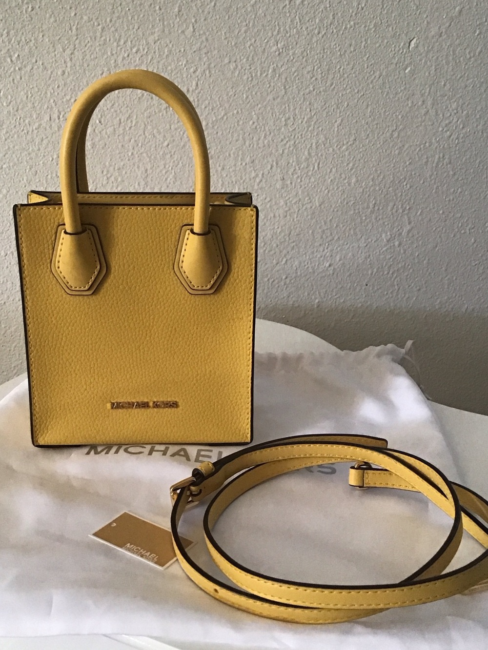 Michael Kors Yellow Pebbled Mini Tote Bag